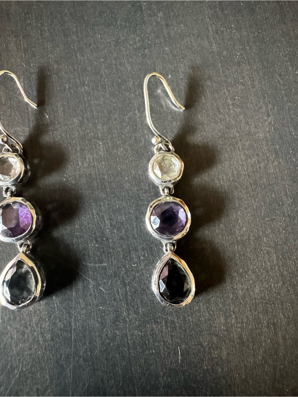 Silpada Earrings W2283 PLUM PRETTY CZ Sterling Silver Purple Grey Dangle - Picture 10 of 13